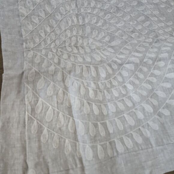 Restoration Hardware Embroidered Palmette Linen KING LOUNGER Sham Grey NEW - Picture 5 of 11